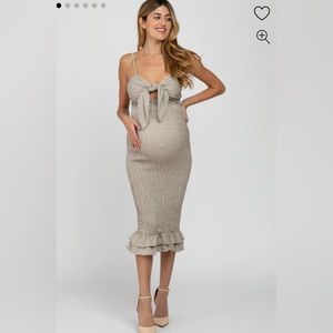 PinkBlush Gingham Print Self-Tie Maternity Midi Dress